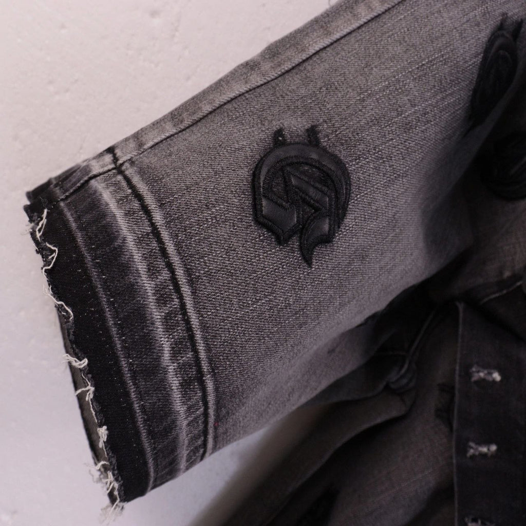 Godspeed Monogram Denim Shorts Grey