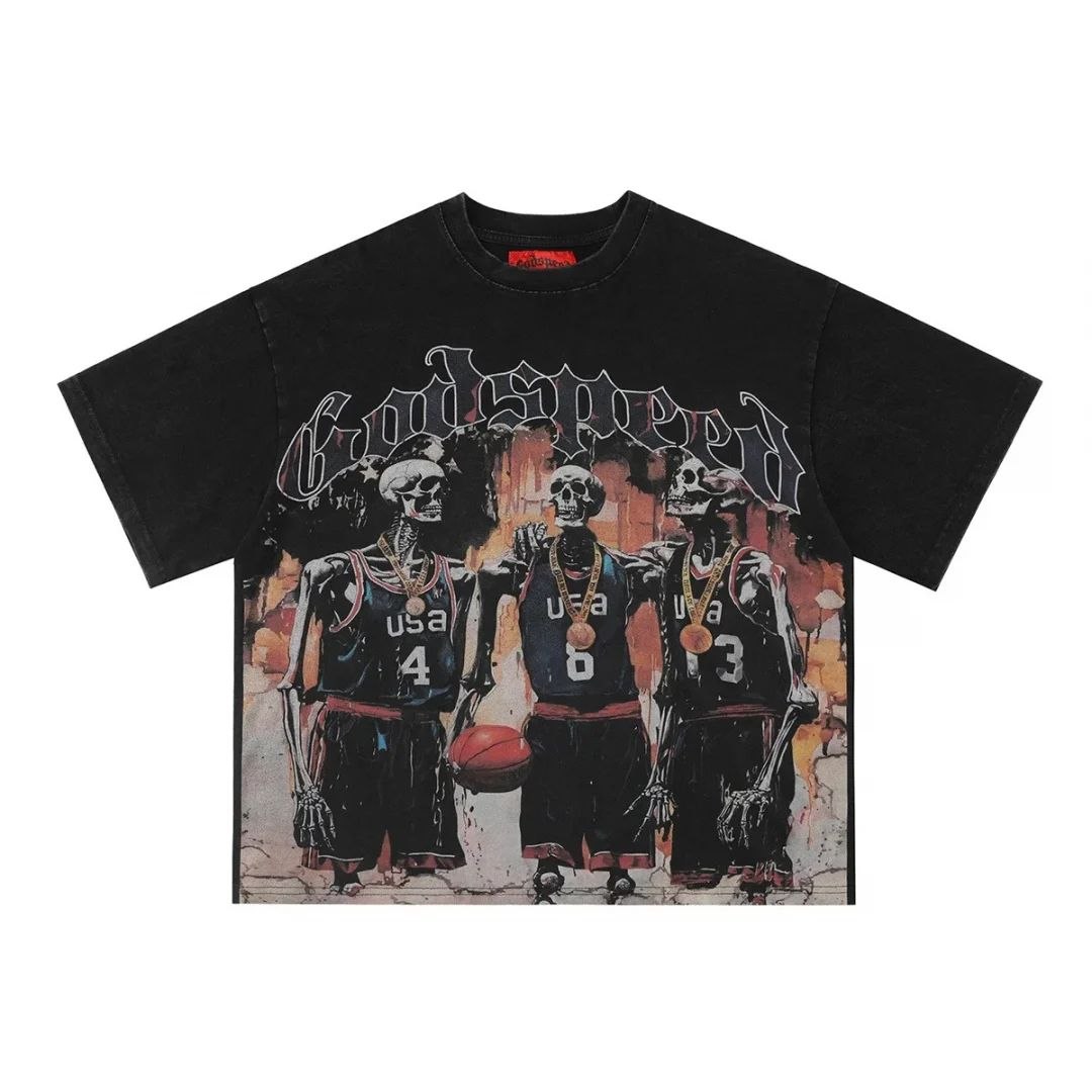 Godspeed Out Of Many One Skeleton Basketball T-Shirt Black