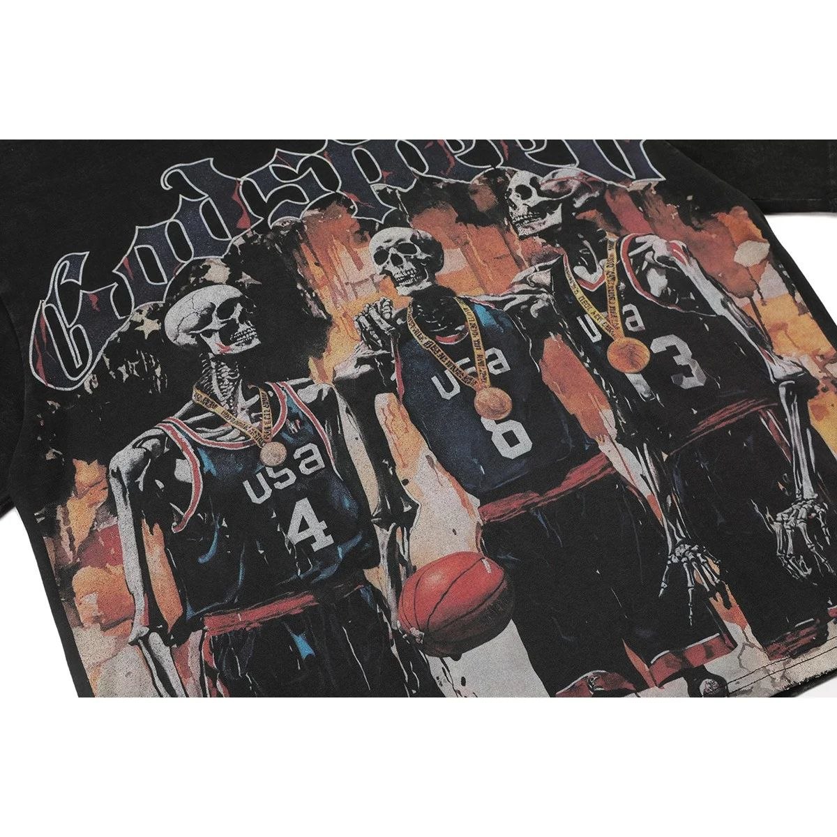 Godspeed Out Of Many One Skeleton Basketball T-Shirt Black