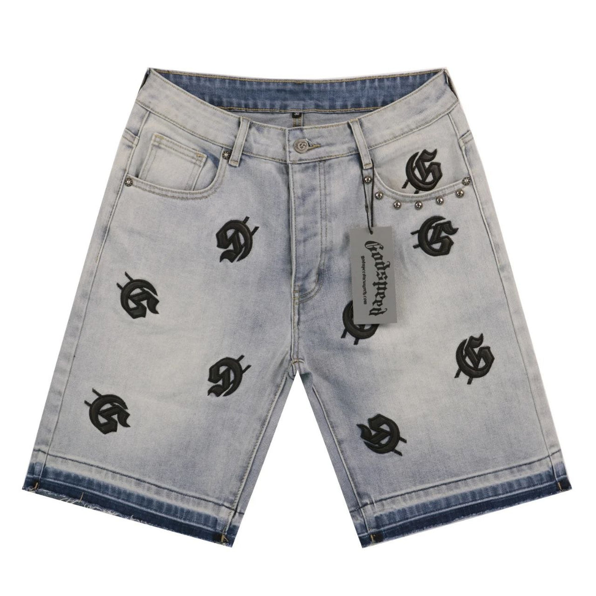 Godspeed Monogram Denim Shorts Light Blue
