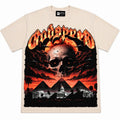 Godspeed Flame Logo & Skull Pyramid Graphic T-Shirt Beige