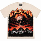 Godspeed Flame Logo & Skull Pyramid Graphic T-Shirt Beige