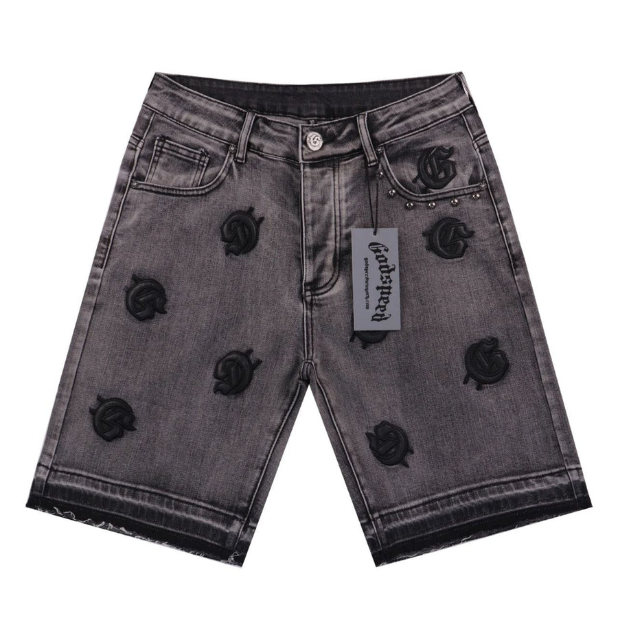 Godspeed Monogram Denim Shorts Grey