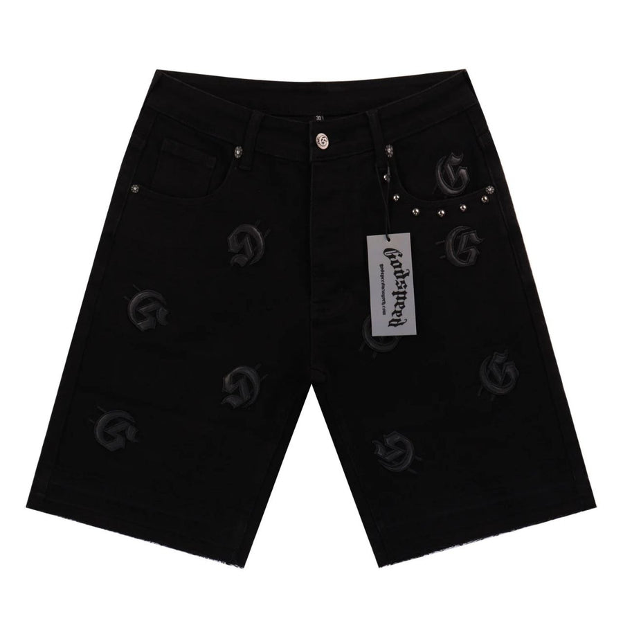 Godspeed Monogram Denim Shorts Black