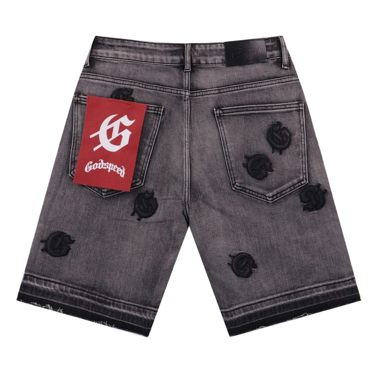 Godspeed Monogram Denim Shorts Grey