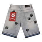 Godspeed Monogram Denim Shorts Light Blue