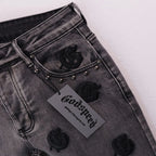 Godspeed Monogram Denim Shorts Grey