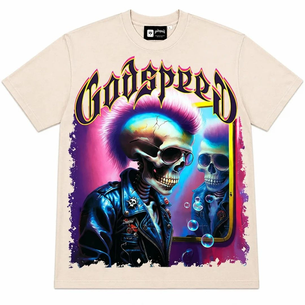 Godspeed Skull Reflection T-Shirt Beige