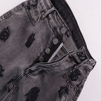 Godspeed Monogram Denim Shorts Grey