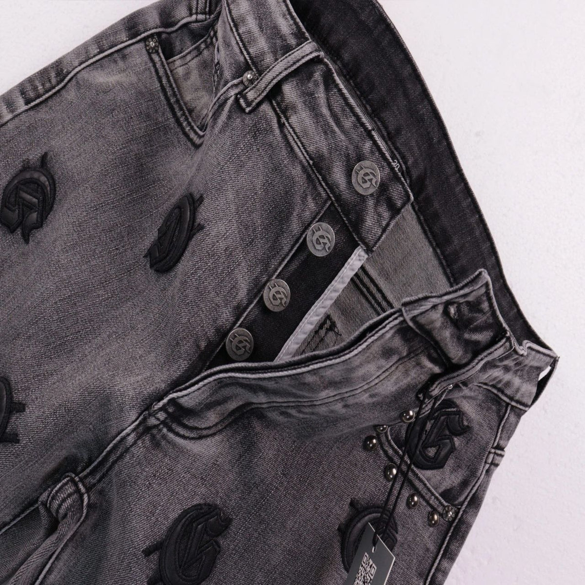 Godspeed Monogram Denim Shorts Grey