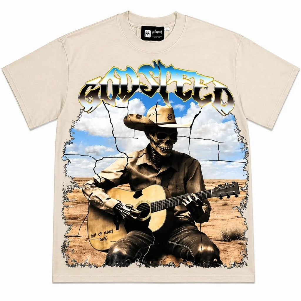 Godspeed Cowboy Skull T-Shirt Beige