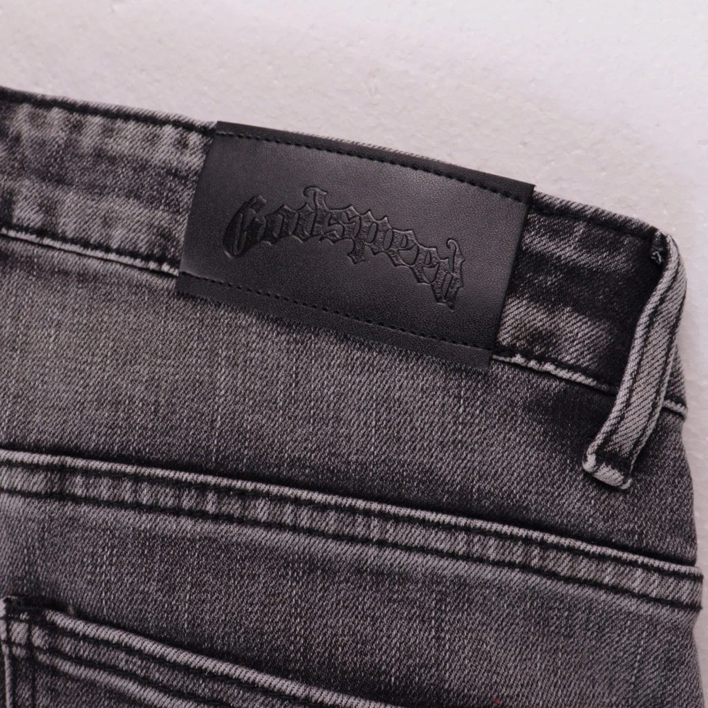 Godspeed Monogram Denim Shorts Grey
