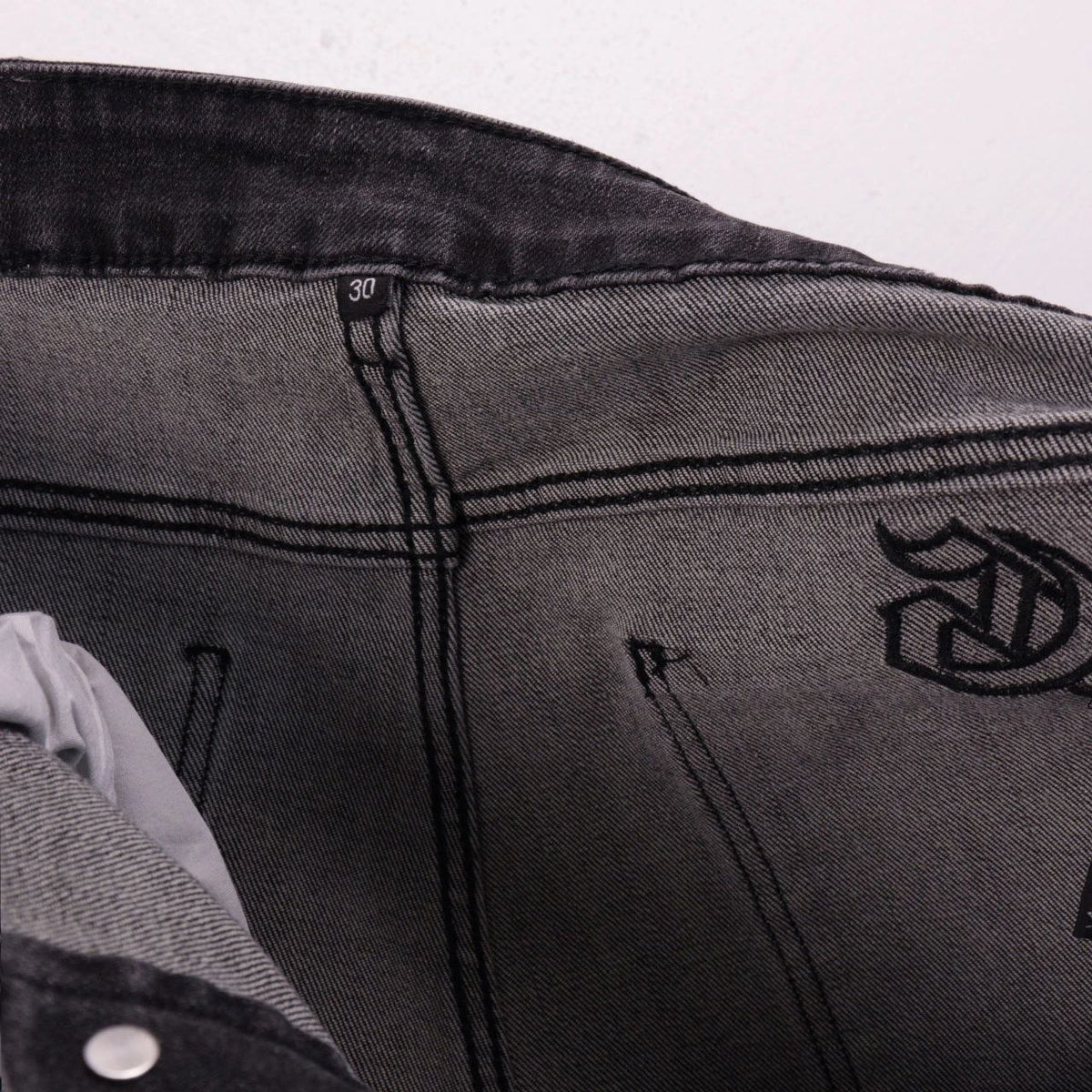 Godspeed Monogram Denim Shorts Grey