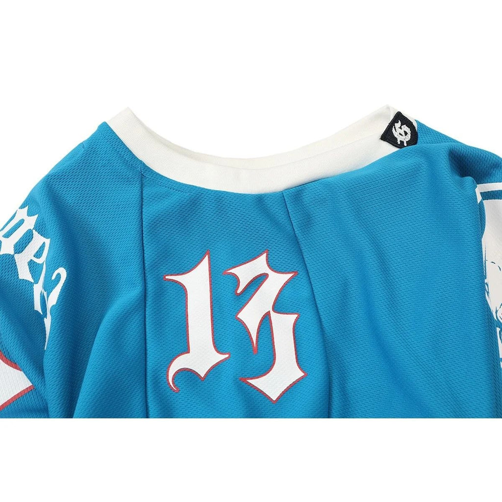 Godspeed Skull Jersey T-Shirt Blue