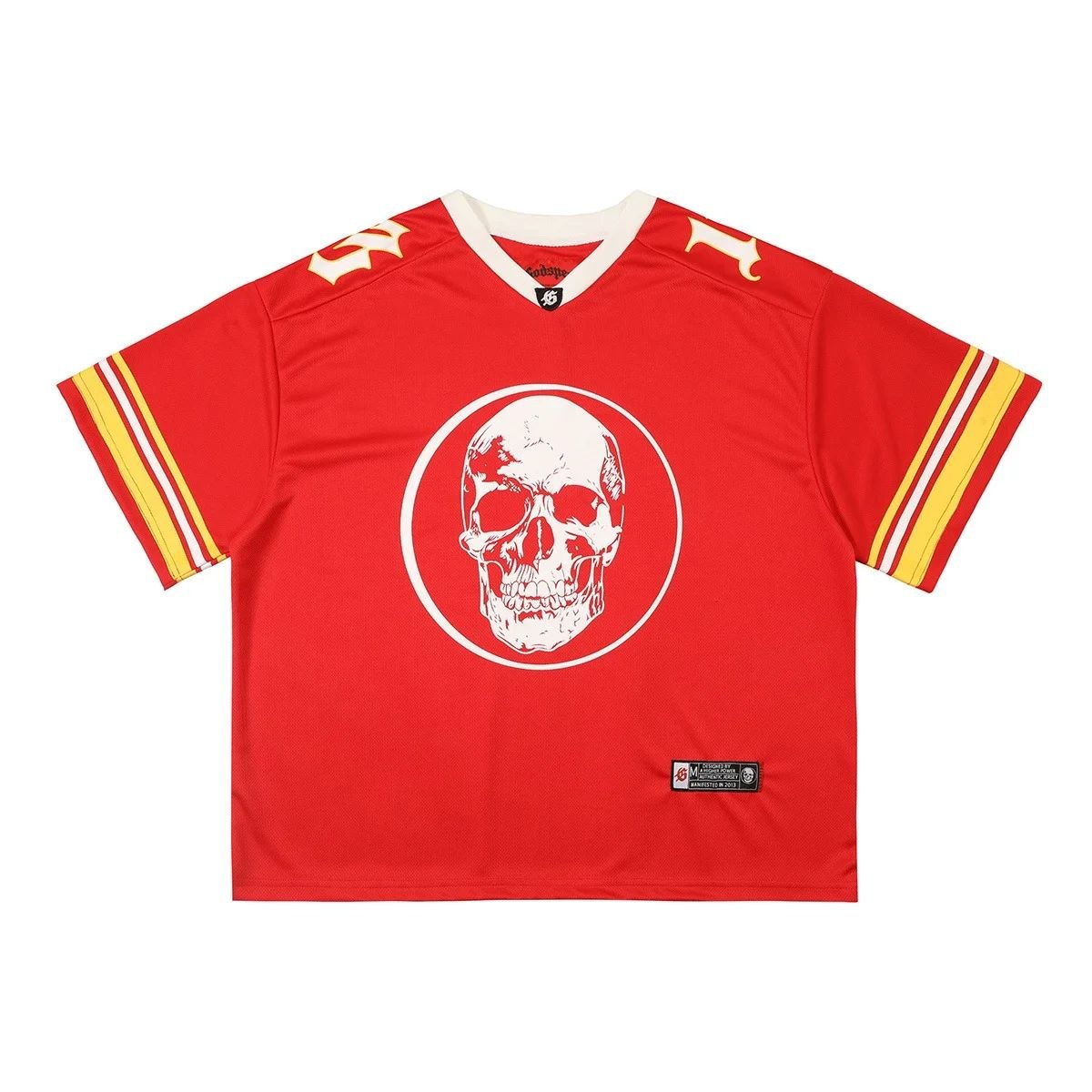 Godspeed Skull Jersey T-Shirt Red