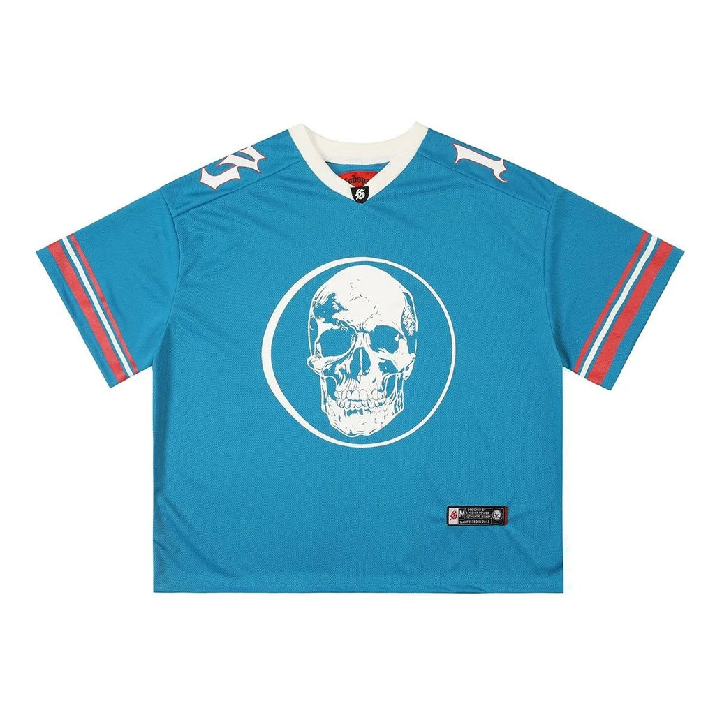 Godspeed Skull Jersey T-Shirt Blue