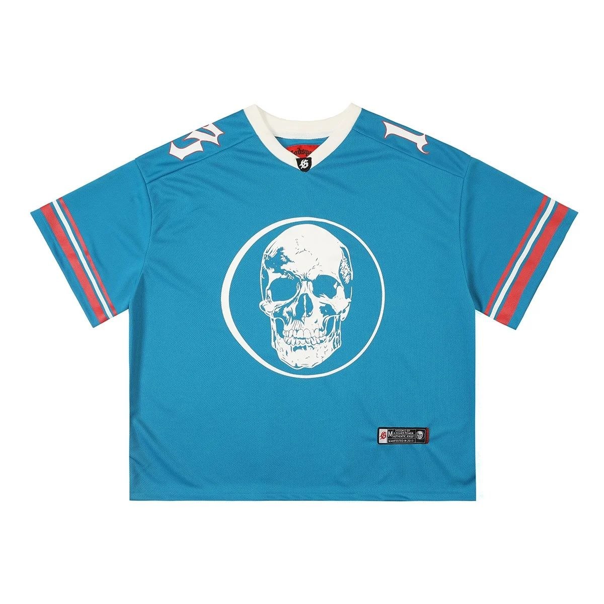 Godspeed Skull Jersey T-Shirt Blue