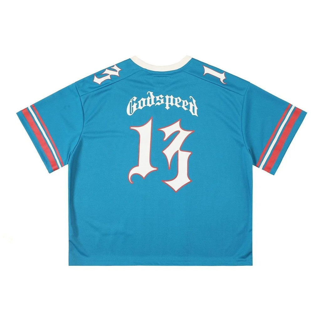 Godspeed Skull Jersey T-Shirt Blue